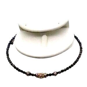 CrystaLare Memory Wire Faceted Victorian Crystal Bead Choker, Gothic Black Beads